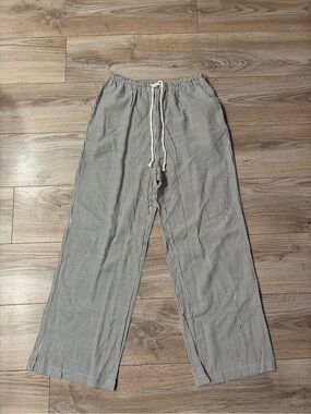 Black & White Striped Wide Leg Drawstring Pants Size M